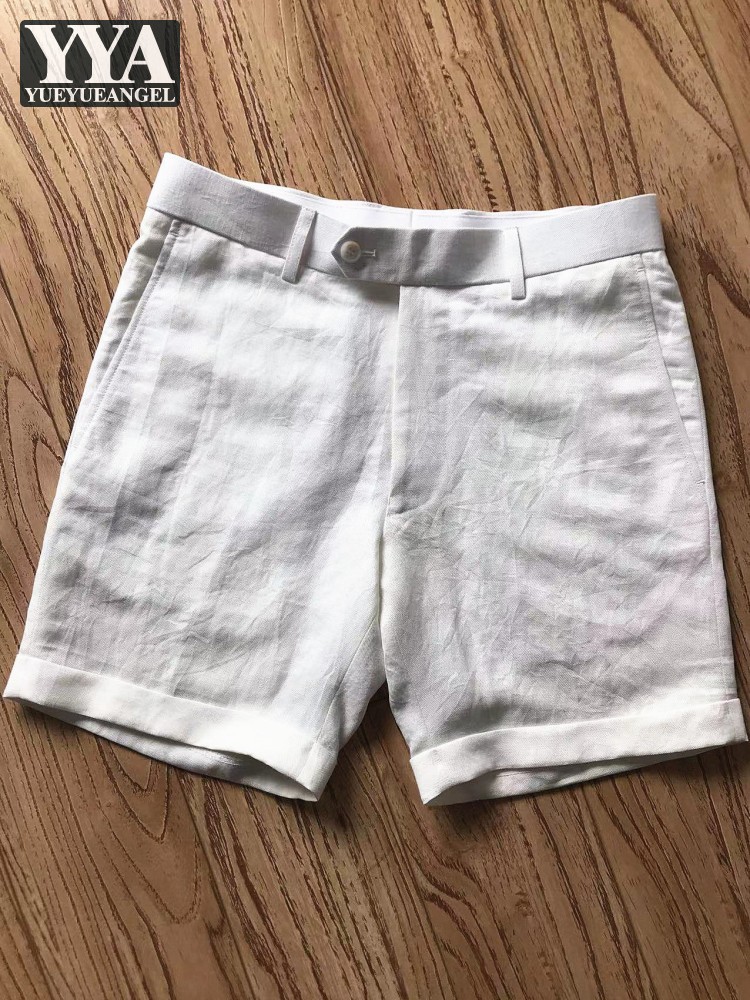 Short Linen Drawstring - Модные мужские деловые летние льняные шорты