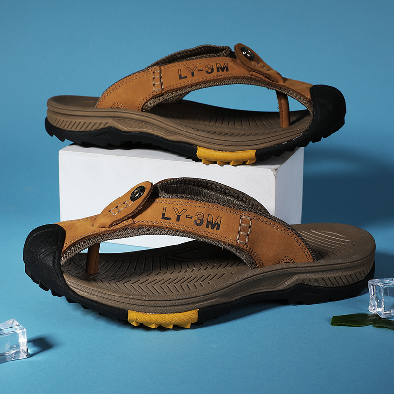 Flip Flop Leather Men - Новые мужские шлепанцы из натуральной кожи,