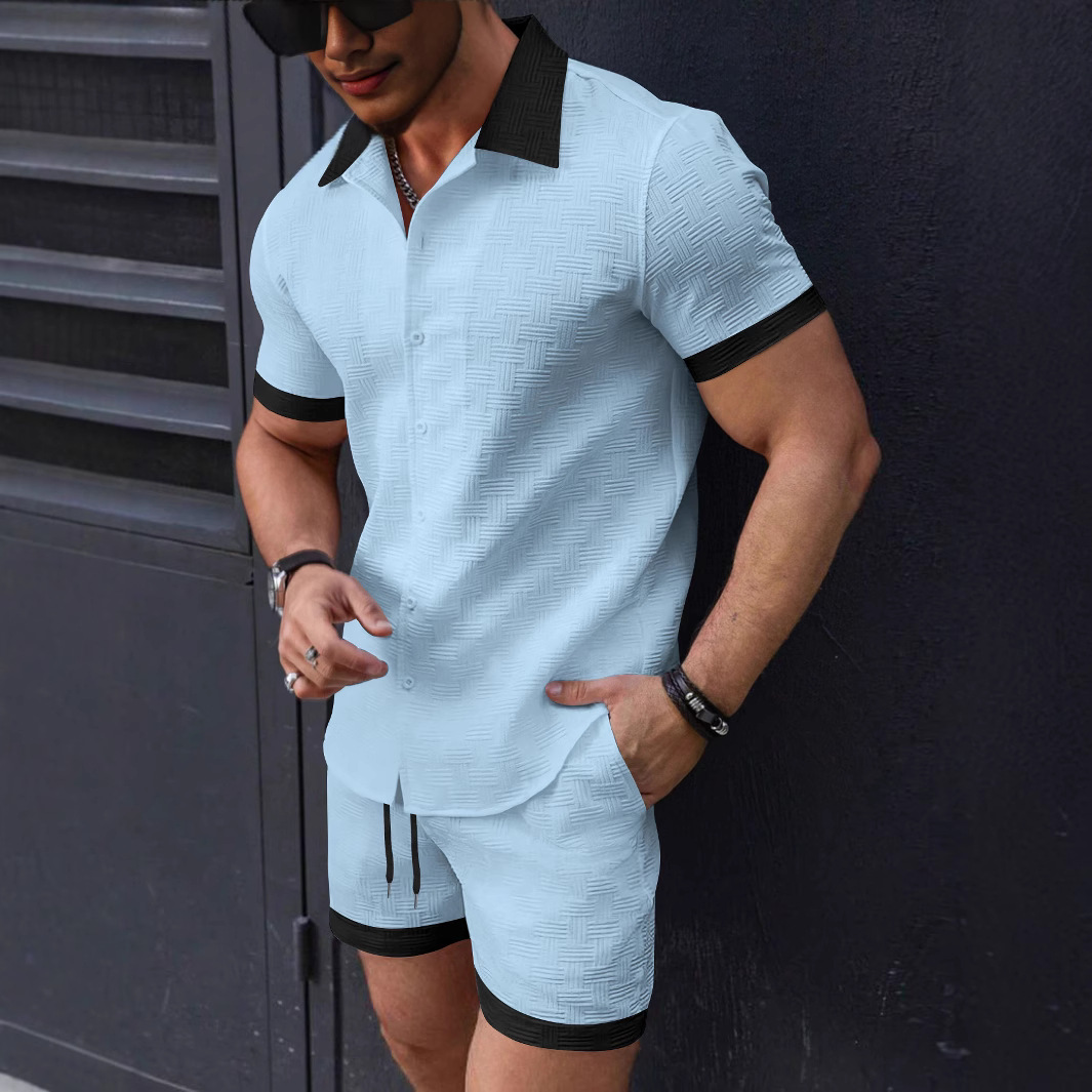 Short Linen Drawstring - Модный мужской комплект из льняной ткани: