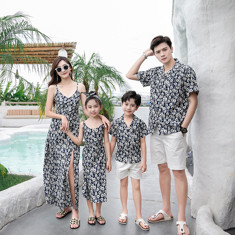 Resort Shirt Floral - Семейный комплект: платье-макси с цветочным принтом