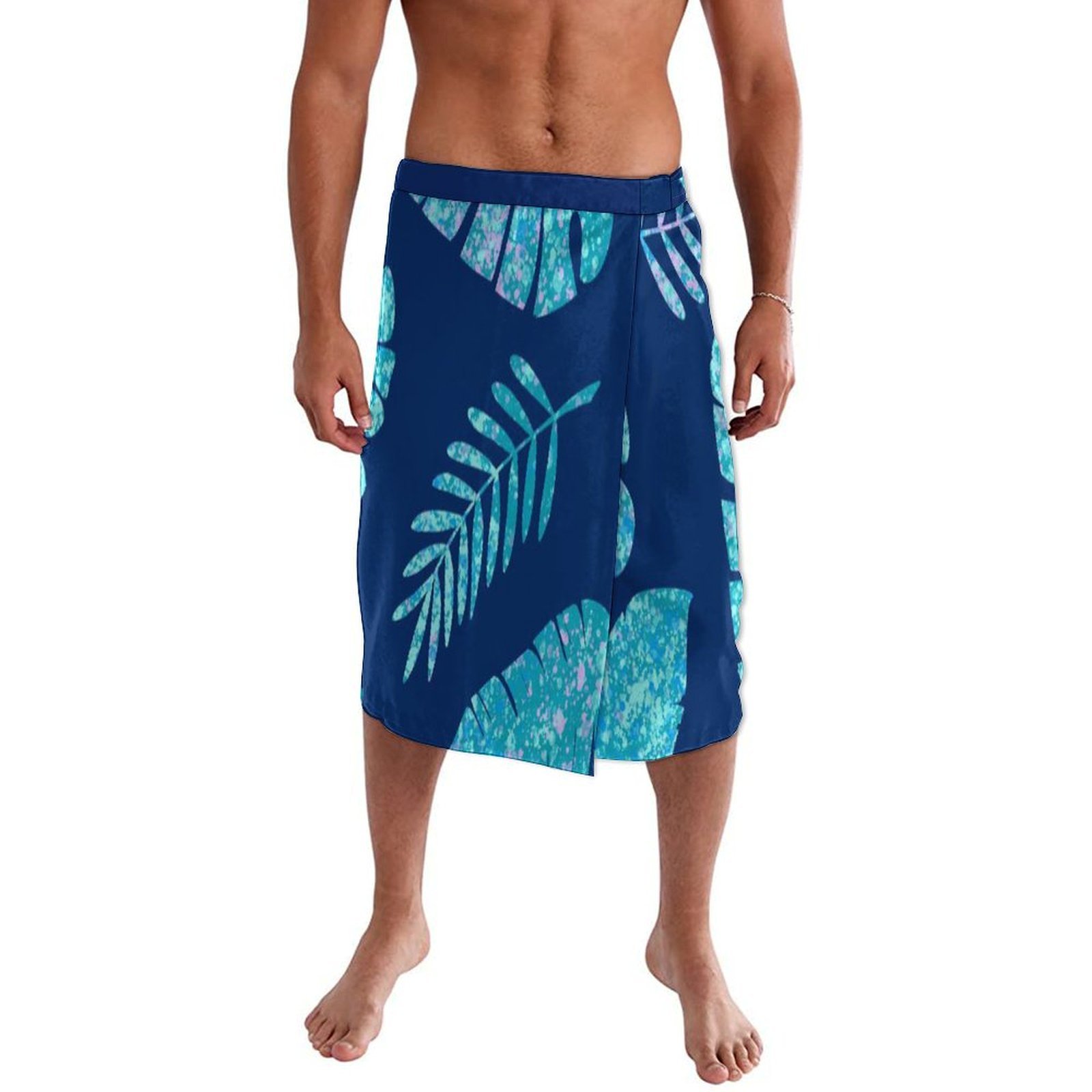 Sarong Men Wrap - Синее пляжное платье-накидка с цветочным принтом