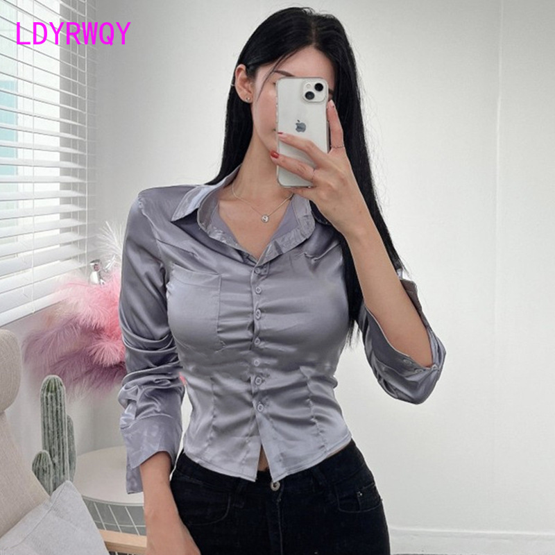 Женская атласная рубашка-поло  – обзор и цена Shirt Camp Collar