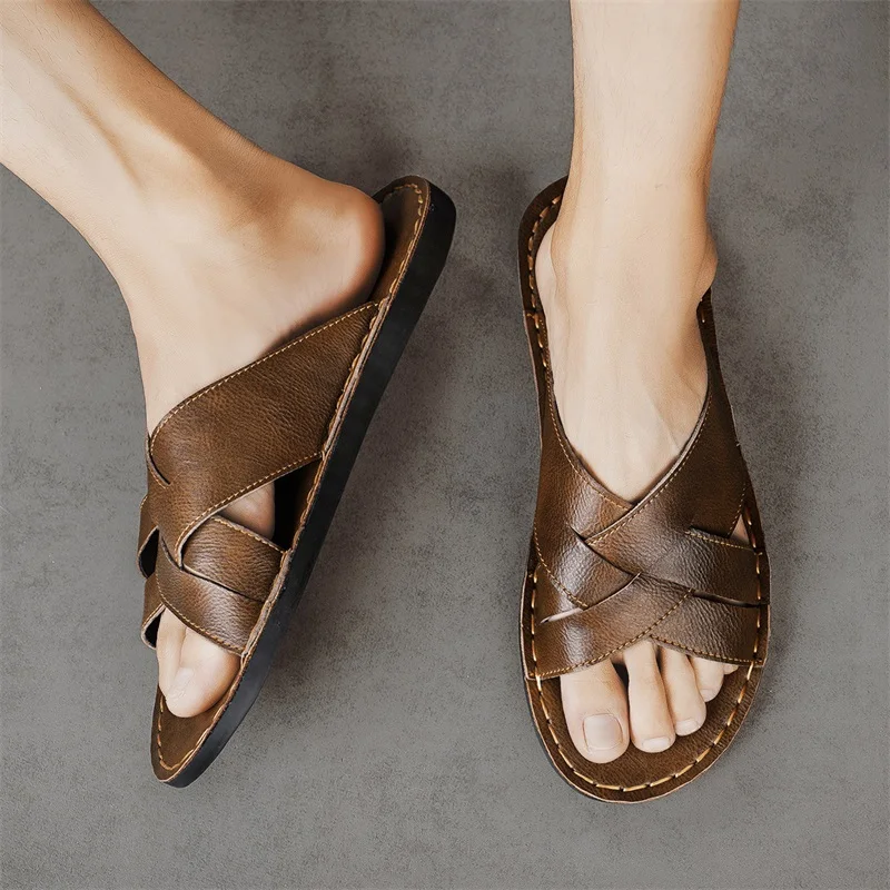 Мужские повседневные сандалии  – обзор и цена Flip Flop Leather Men