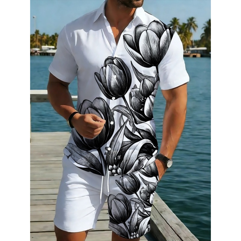 Мужской комплект из белой руба – обзор и цена Resort Shirt Floral