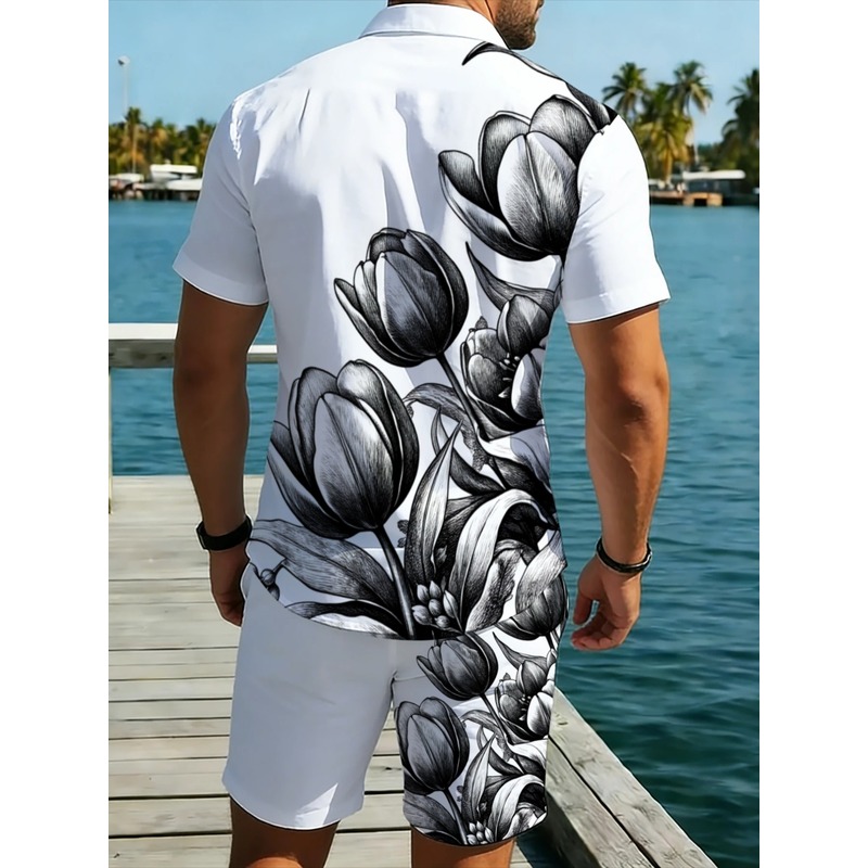 Мужской комплект из белой руба – обзор и цена Resort Shirt Floral