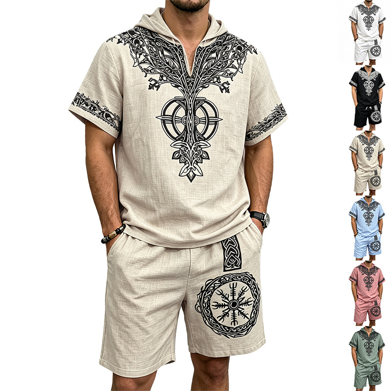 Мужской летний костюм из двух  – обзор и цена Short Linen Drawstring