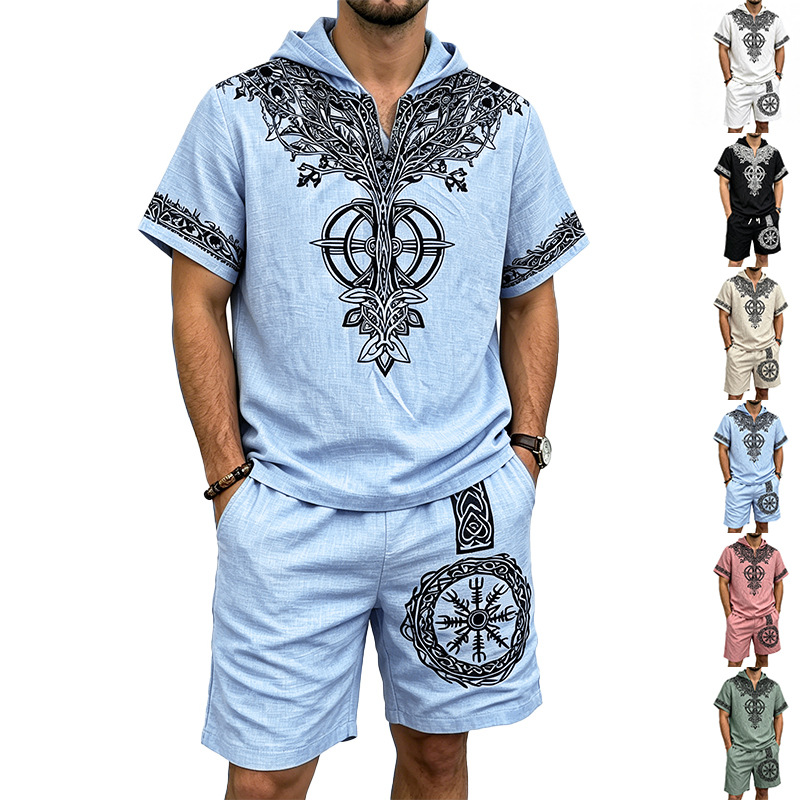 Мужской летний костюм из двух  – обзор и цена Short Linen Drawstring