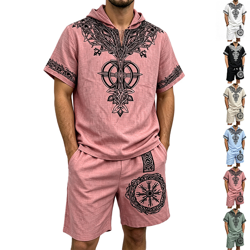 Мужской летний костюм из двух  – обзор и цена Short Linen Drawstring